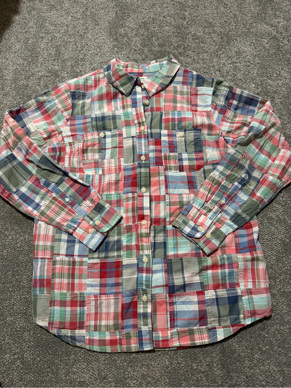 L.L. Bean quilted women’s long sleeve button down shirt classic look medium - Picture 2 of 9